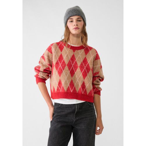 Pull cropped en maille à losanges XS - Stradivarius - Modalova