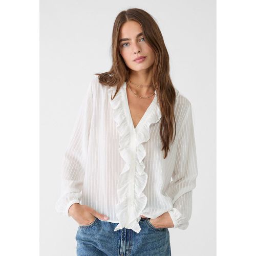 Chemise fluide à volants Écru XS - Stradivarius - Modalova