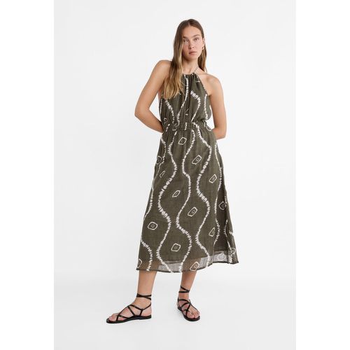 Robe midi fluide à encolure américaine et imprimé L - Stradivarius - Modalova