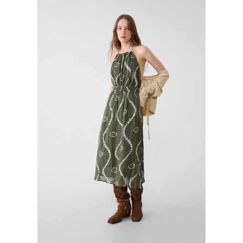 Robe midi fluide à encolure américaine et imprimé XS - Stradivarius - Modalova