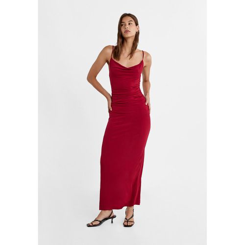 Robe longue à décolleté drapé L - Stradivarius - Modalova