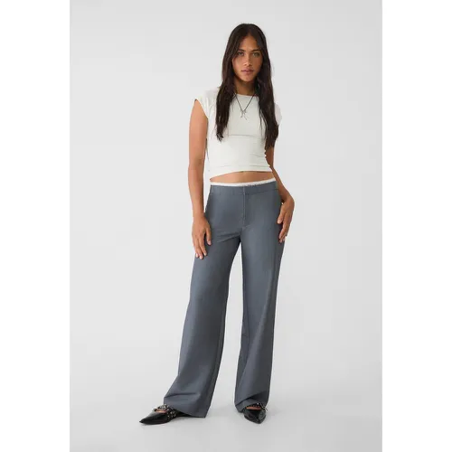 Pantalon habillé straight dentelle à la taille 32 - Stradivarius - Modalova