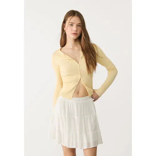 Mini-jupe fluide en lin XS - Stradivarius - Modalova