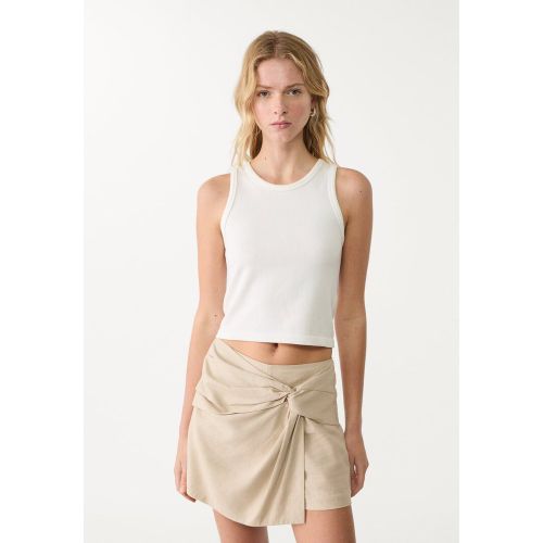 Jupe-culotte à nœud latéral en lin 32 - Stradivarius - Modalova