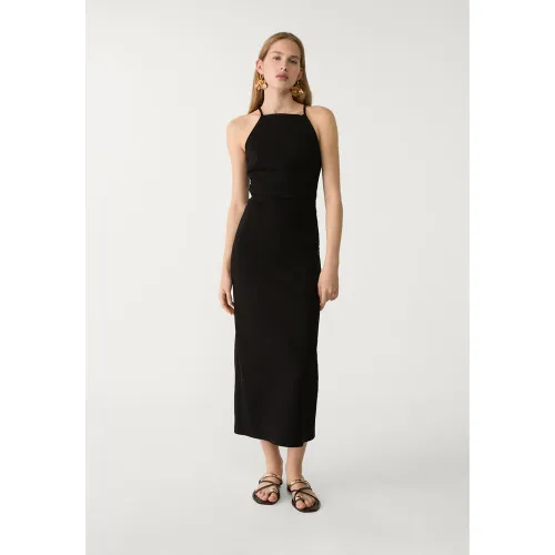 Robe midi encolure américaine XS - Stradivarius - Modalova