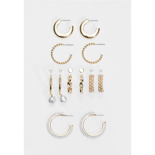 Lot de 9 paires de boucles d’oreilles et créoles à perles OS - Stradivarius - Modalova