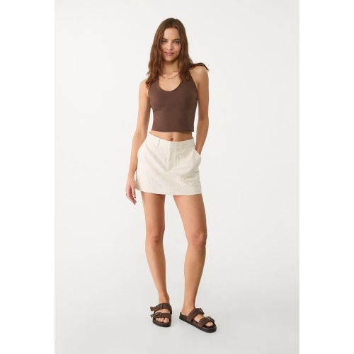 Pantalon-jupe en lin brodé XS - Stradivarius - Modalova