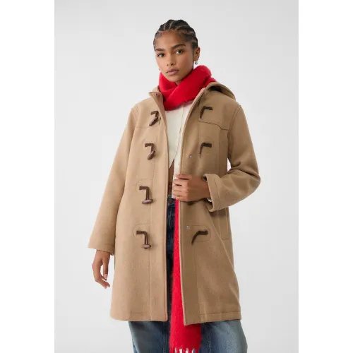 Manteau midi type trench en laine mélangée XS - Stradivarius - Modalova