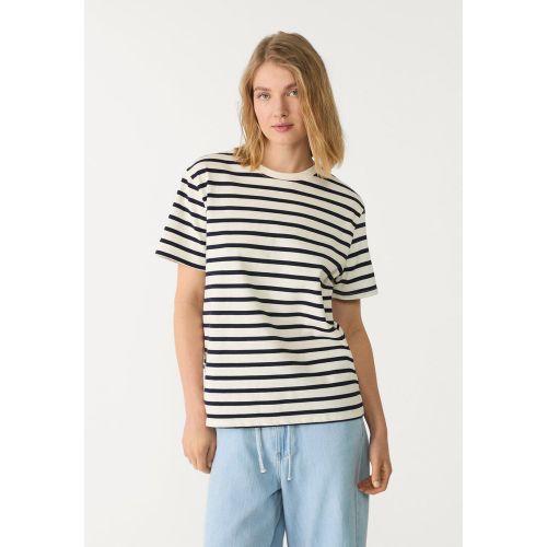 T-shirt basique boxy heavy weight à rayures Écru XS - Stradivarius - Modalova