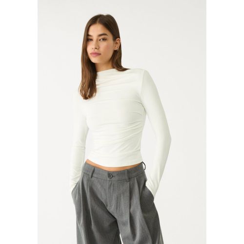 Top froncé manches longues Écru XS - Stradivarius - Modalova