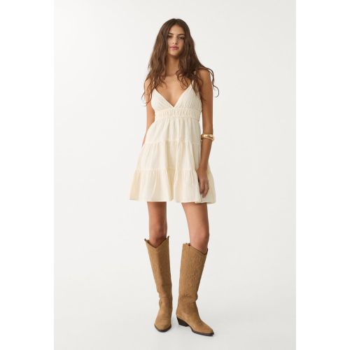 Robe courte fluide dos lacé Écru XS - Stradivarius - Modalova