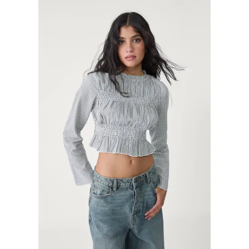 Chemise froncée à carreaux vichy XS - Stradivarius - Modalova