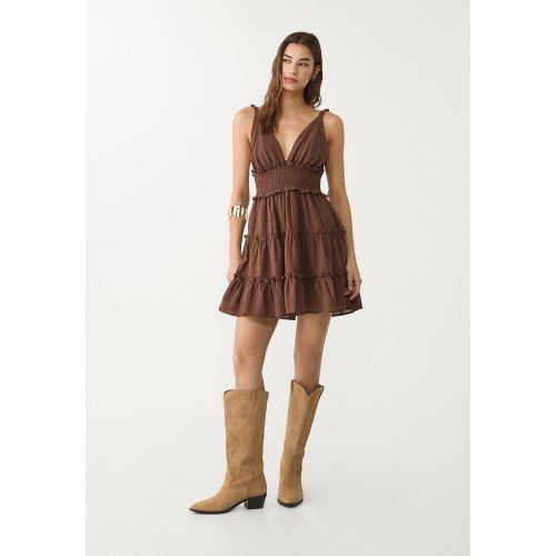 Robe courte fluide à nœuds XS - Stradivarius - Modalova