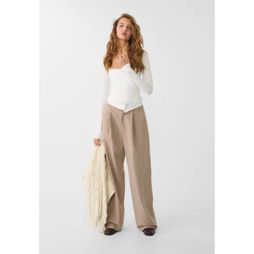 Pantalon habillé taille rabattue 32 - Stradivarius - Modalova