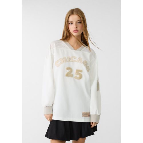 T-shirt oversize avec chiffre Écru XS - Stradivarius - Modalova