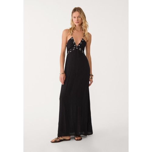 Robe longue fluide perles fantaisie XS - Stradivarius - Modalova