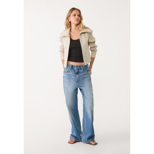 Blouson soft maille contrastante Écru XS - Stradivarius - Modalova