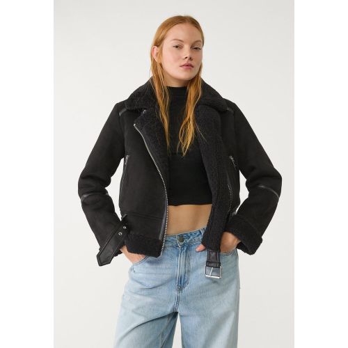 Blouson biker double face en suédine XS - Stradivarius - Modalova
