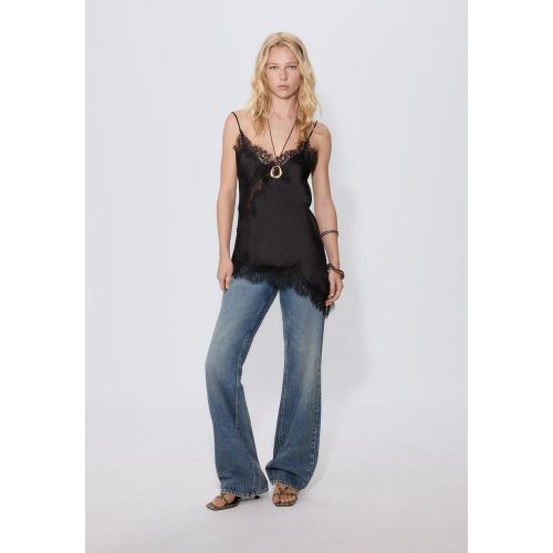 Top asymétrique en dentelle style lingerie XS - Stradivarius - Modalova