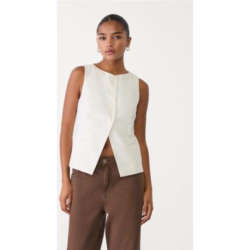 Veste sans manches regular boutons Écru XS - Stradivarius - Modalova