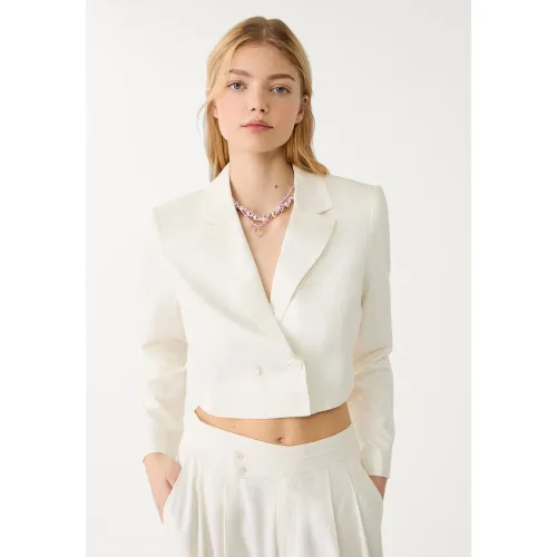 Blazer cropped nœud dos lin XS - Stradivarius - Modalova