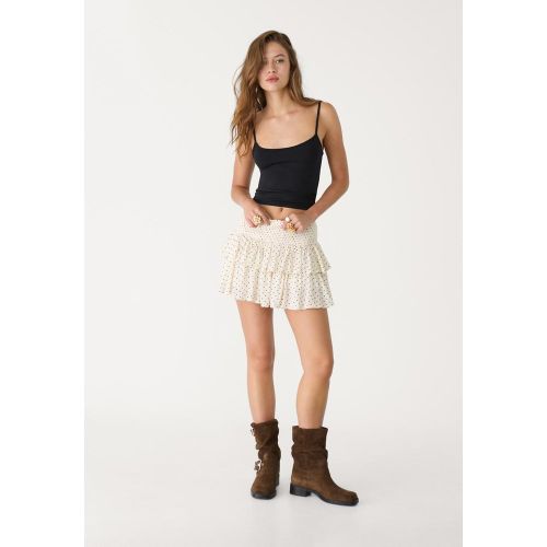Mini-jupe-culotte à volants DENIM GRIS DÉLAVÉ XS - Stradivarius - Modalova