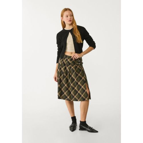 Jupe midi à carreaux avec boucle XS - Stradivarius - Modalova