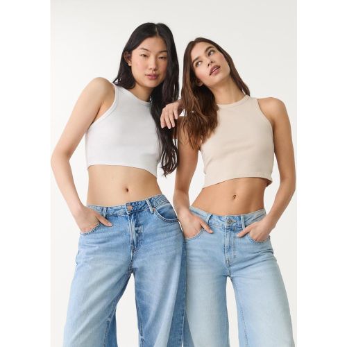 Lot 2 T-shirts cropped basiques et côtelés XS - Stradivarius - Modalova