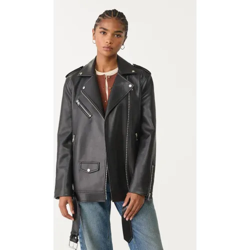 Blouson motard oversize en similicuir XS - Stradivarius - Modalova