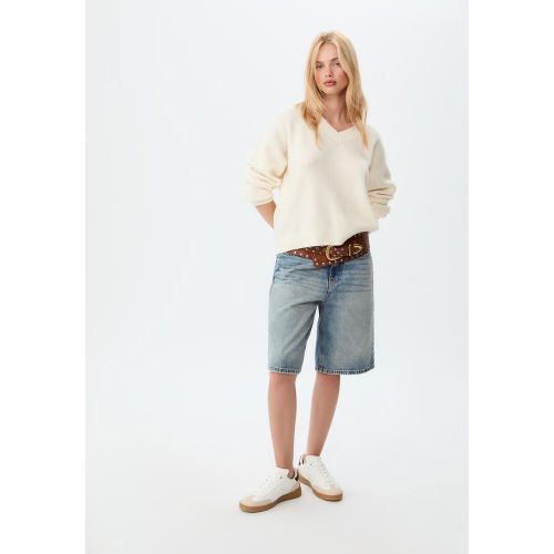 Pull col en V feutré XS - Stradivarius - Modalova