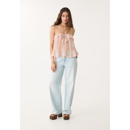 Top fluide à bretelles et dentelle XS - Stradivarius - Modalova