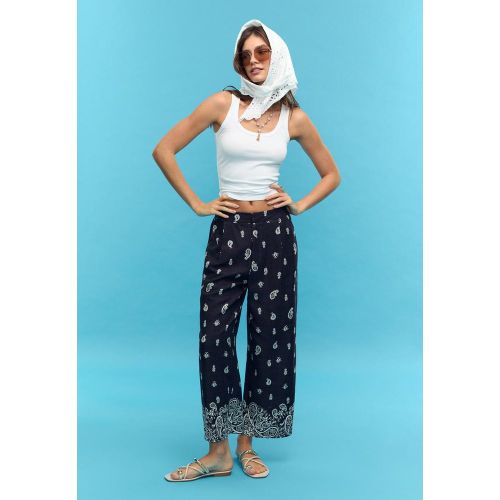 Pantalon jupe-culotte imprimé en lin XS - Stradivarius - Modalova