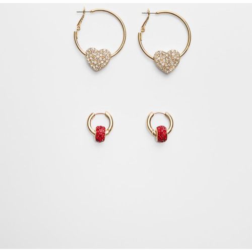 Lot de 2 paires d’anneaux cœur brillants OS - Stradivarius - Modalova