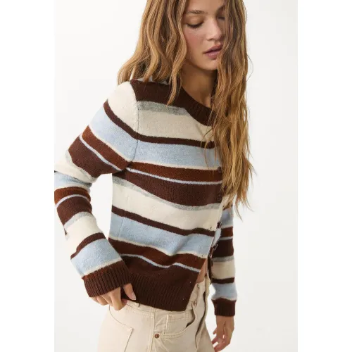 Veste en maille à rayures XS - Stradivarius - Modalova