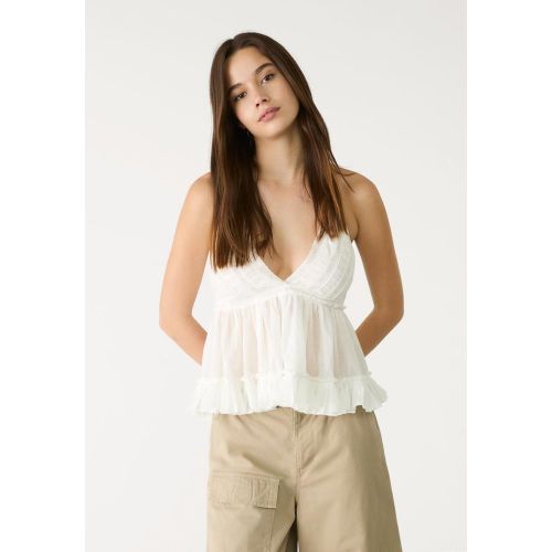 Top fluide brodé encolure américaine XS - Stradivarius - Modalova