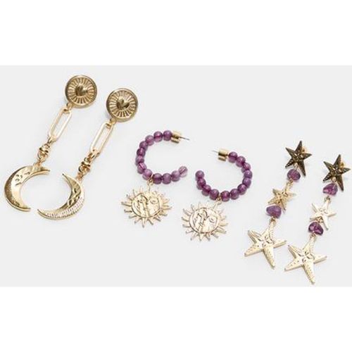Lot de 3 boucles d'oreilles breloques lune OS - Stradivarius - Modalova