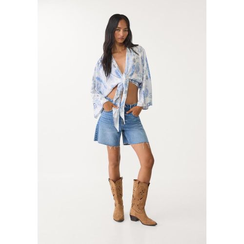 Blouse fluide à nœud XS - Stradivarius - Modalova