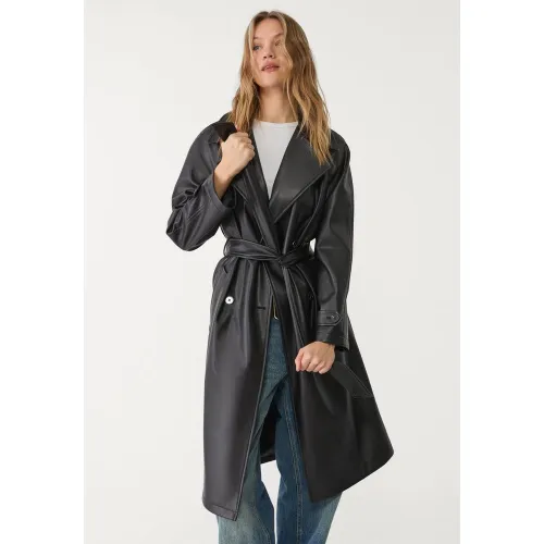 Trench long en similicuir XS - Stradivarius - Modalova