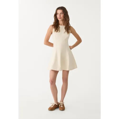 Robe courte en jean Écru XS - Stradivarius - Modalova