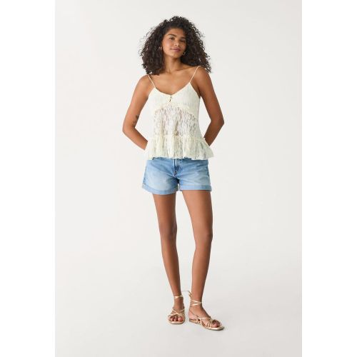 D83 Short mom fit DENIM BLEU MOYEN DÉLAVÉ 32 - Stradivarius - Modalova