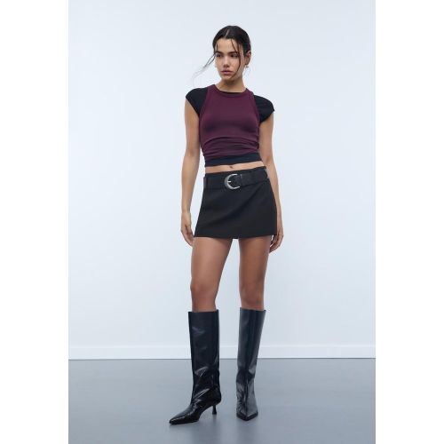 Mini-jupe culotte habillée avec ceinture XS - Stradivarius - Modalova