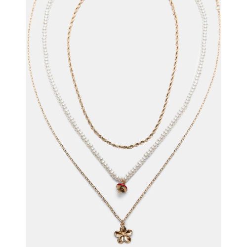 Ensemble de 3 colliers champignon et fleur OS - Stradivarius - Modalova