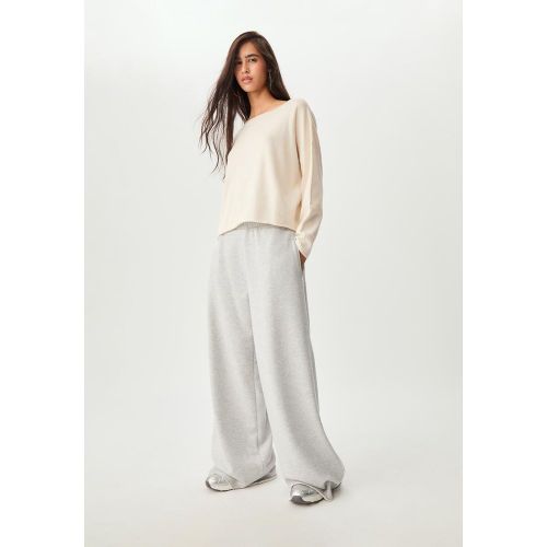 Jersey crop col bateau Écru XS - Stradivarius - Modalova