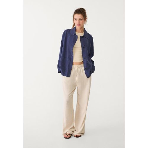 Veste fluide à poches en lin XS - Stradivarius - Modalova