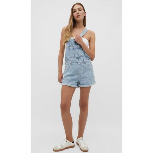 Salopette carpenter courte DENIM BLEU CLAIR DÉLAVÉ 32 - Stradivarius - Modalova