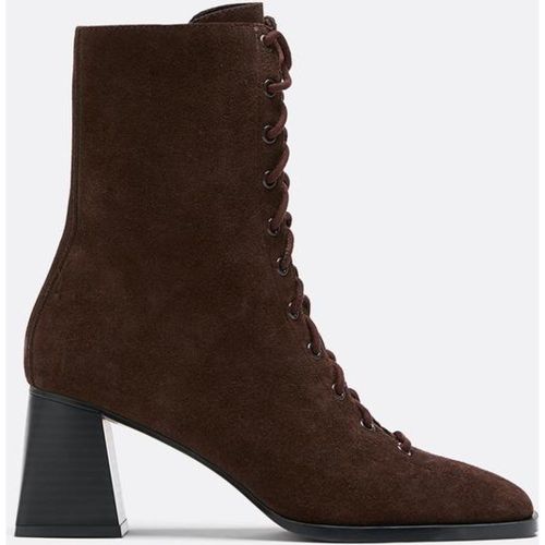 Bottines à talon en cuir à lacets 35 - Stradivarius - Modalova