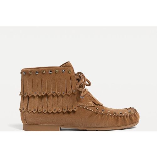 Bottines à franges en croûte de cuir 35 - Stradivarius - Modalova