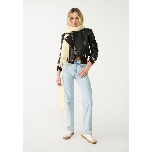Blouson motard cropped en similicuir XS - Stradivarius - Modalova
