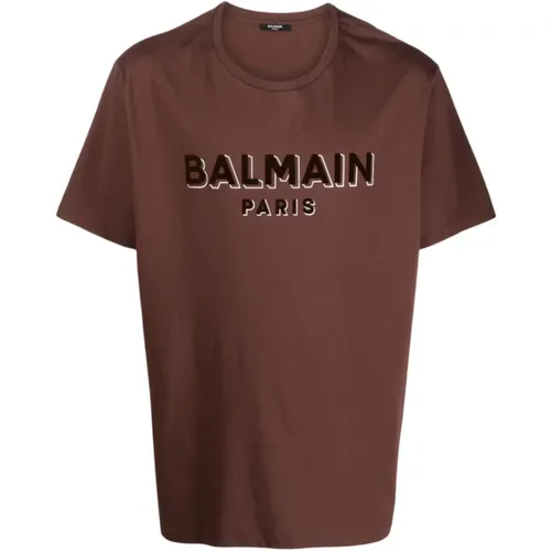 Balmain - Tops > T-Shirts - Brown - Balmain - Modalova