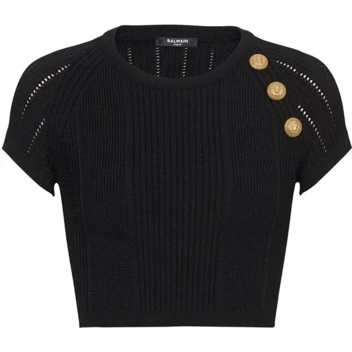 Balmain - Tops > T-Shirts - Black - Balmain - Modalova